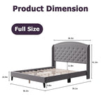 Upholstered Platform Bed Frame with Wingback Headboard
