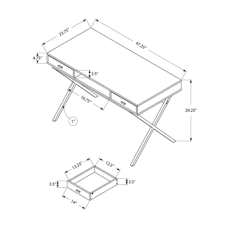 Monarch Specialties 48  Desk with Drawers and Open Shelf