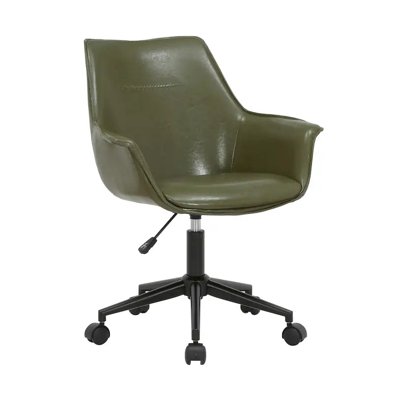 Porthos Home Jamar PU Leather Office Chair with Metal Roller Base