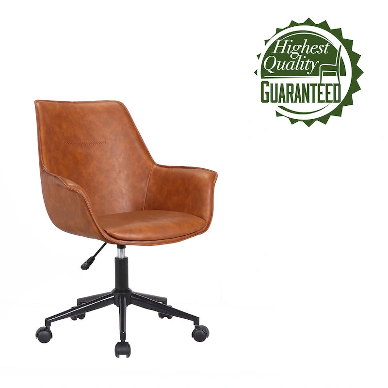 Porthos Home Jamar PU Leather Office Chair with Metal Roller Base