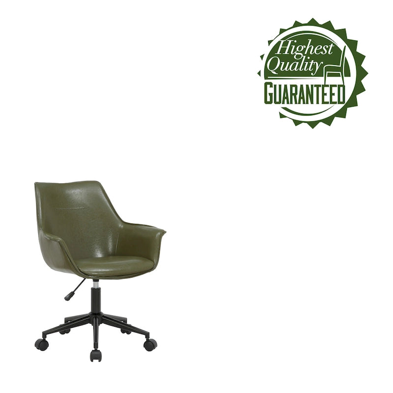 Porthos Home Jamar PU Leather Office Chair with Metal Roller Base