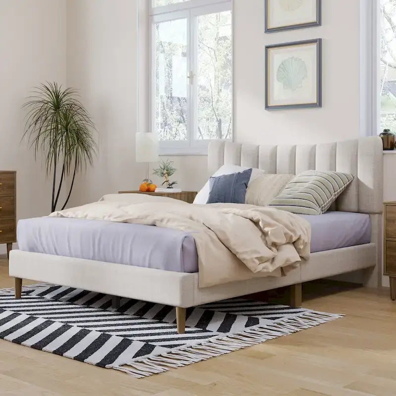 Full Upholstered Platform Bed Frame