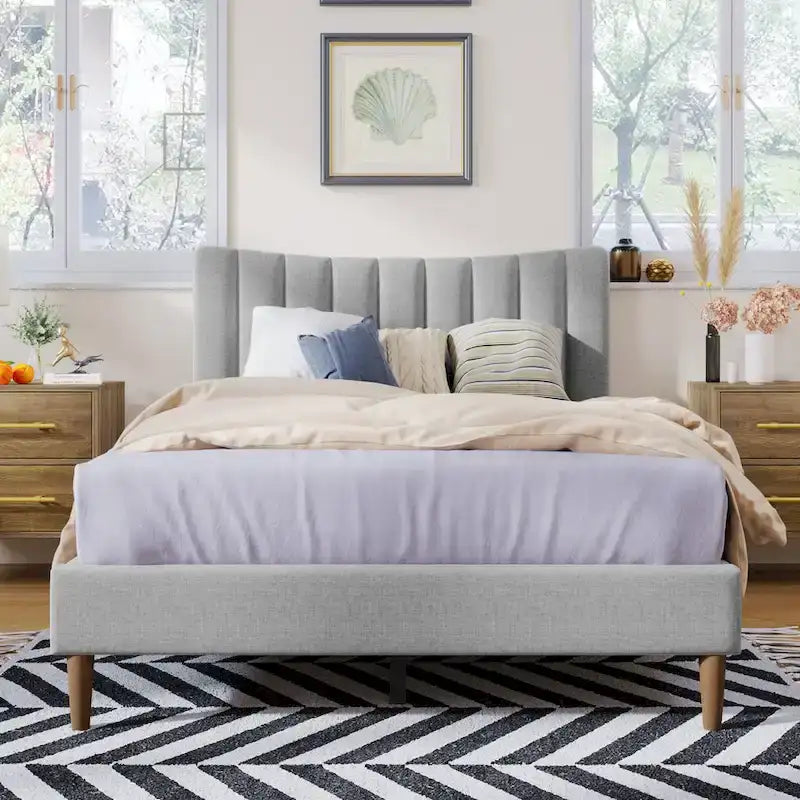 Full Upholstered Platform Bed Frame