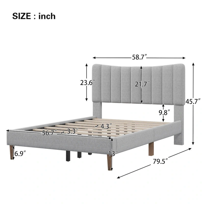 Full Upholstered Platform Bed Frame