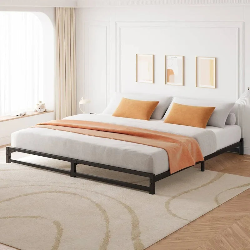 Durable Heavy Duty Metal Bed Frame with Steel Slat, King Size