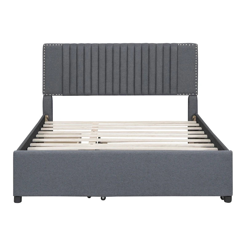 Upholstered Platform Bed with 2 Drawers and 1 Twin XL Trundle