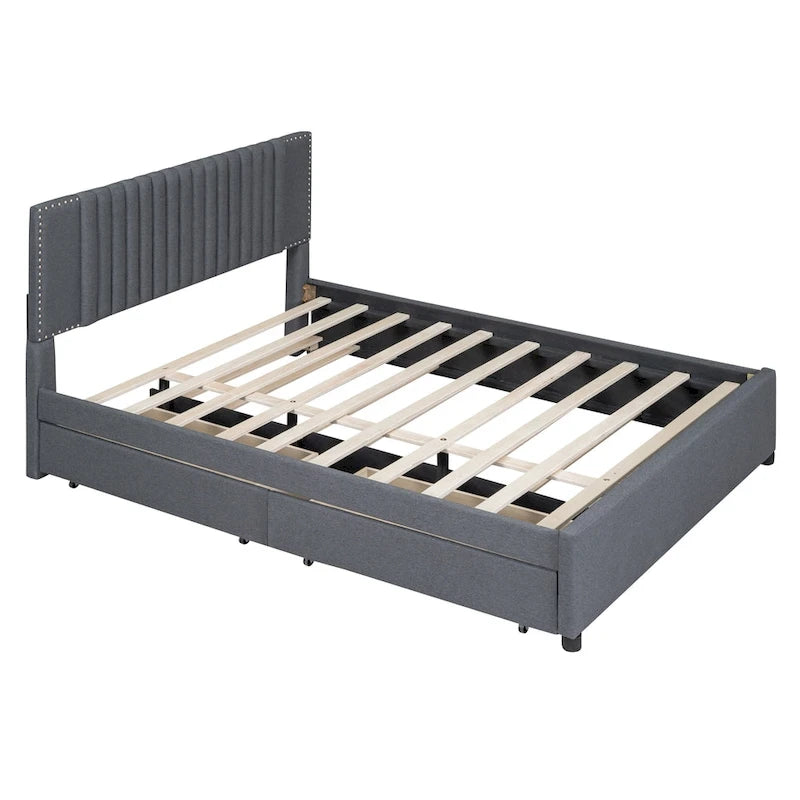 Upholstered Platform Bed with 2 Drawers and 1 Twin XL Trundle