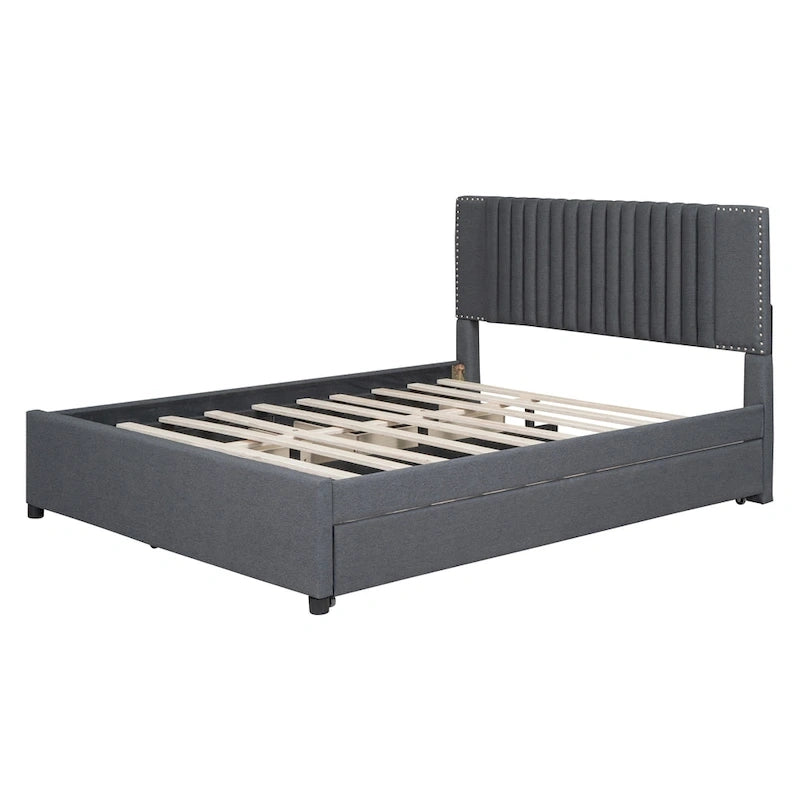 Upholstered Platform Bed with 2 Drawers and 1 Twin XL Trundle