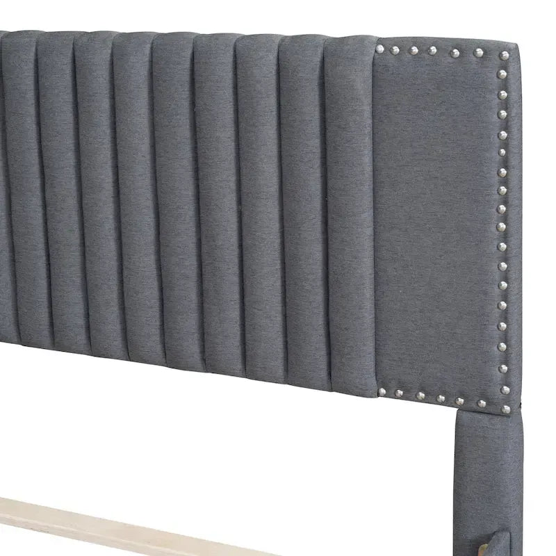 Upholstered Platform Bed with 2 Drawers and 1 Twin XL Trundle