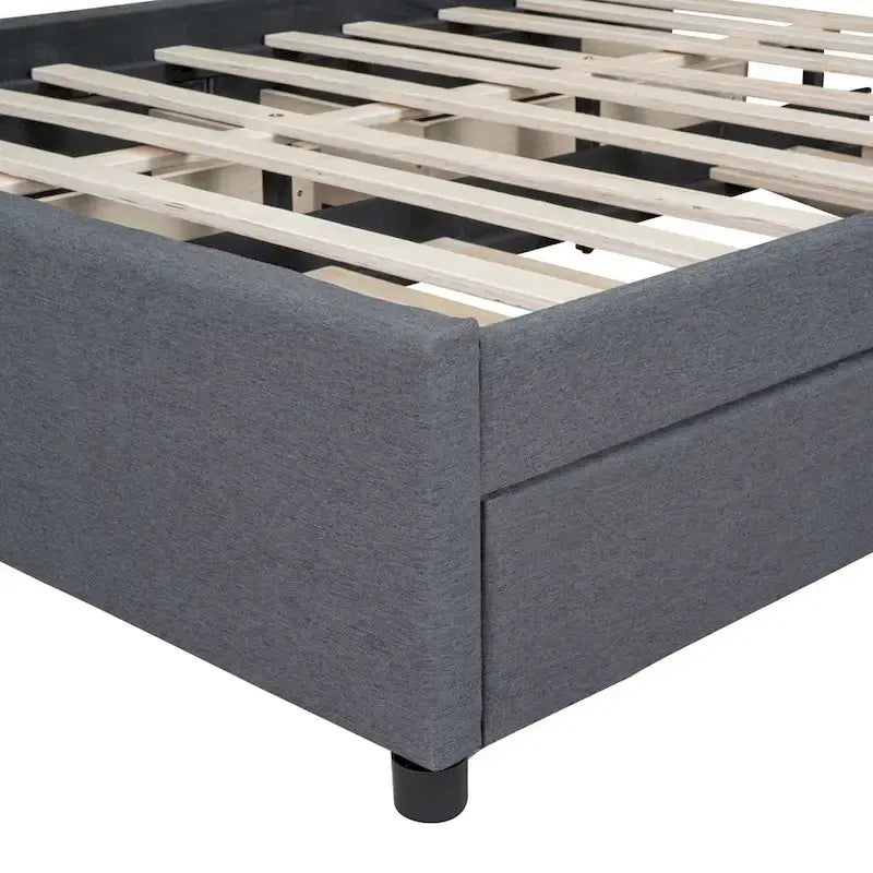 Upholstered Platform Bed with 2 Drawers and 1 Twin XL Trundle
