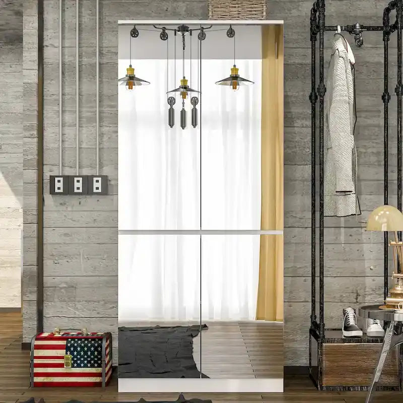 Modular Mirror Wardrobe White Bedroom Cabinet Storage Cabinet Armoire