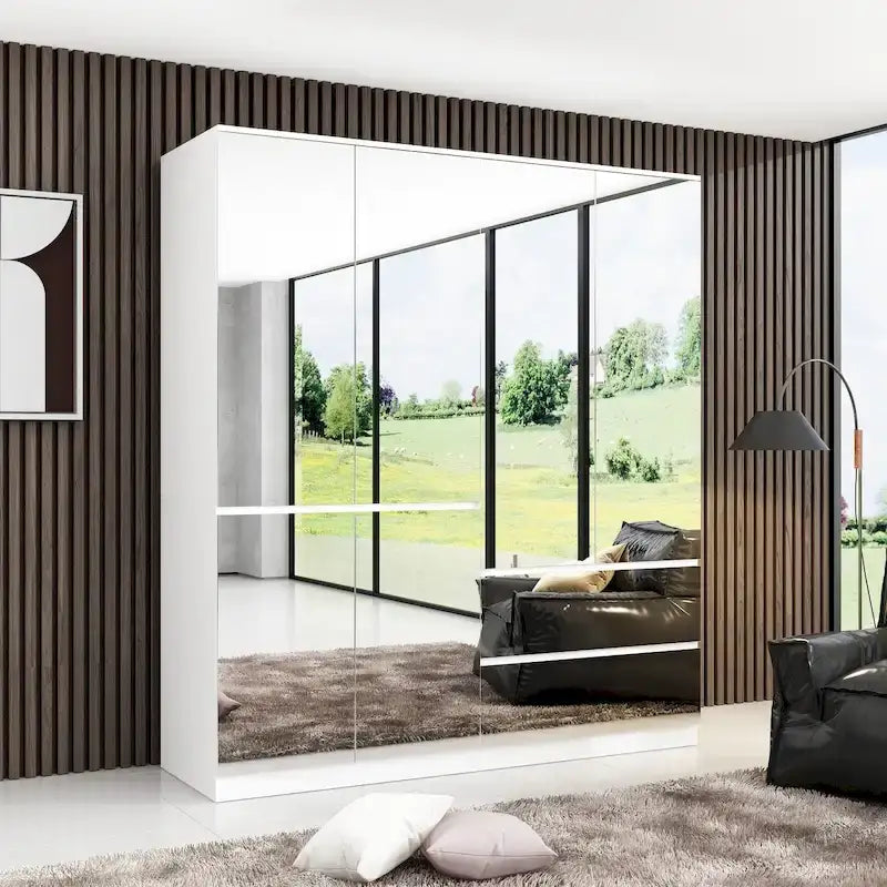 Modular Mirror Wardrobe White Bedroom Cabinet Storage Cabinet Armoire