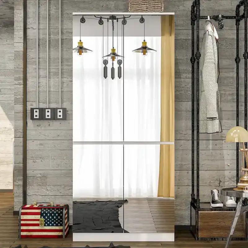 Modular Mirror Wardrobe White Bedroom Cabinet Storage Cabinet Armoire