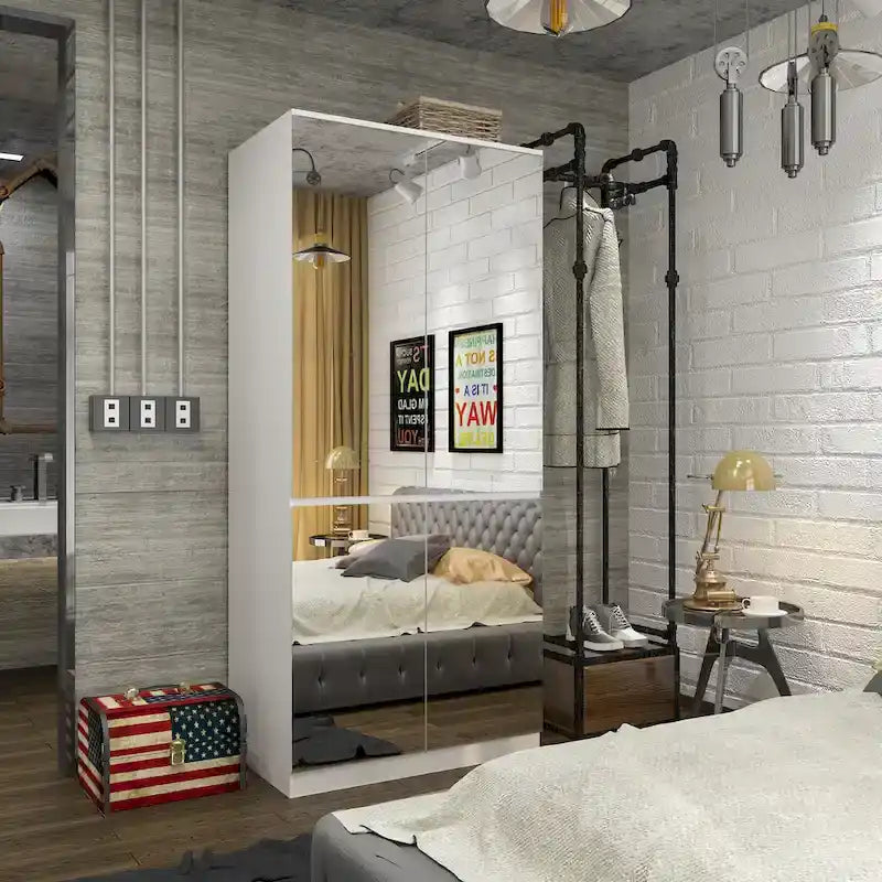 Modular Mirror Wardrobe White Bedroom Cabinet Storage Cabinet Armoire