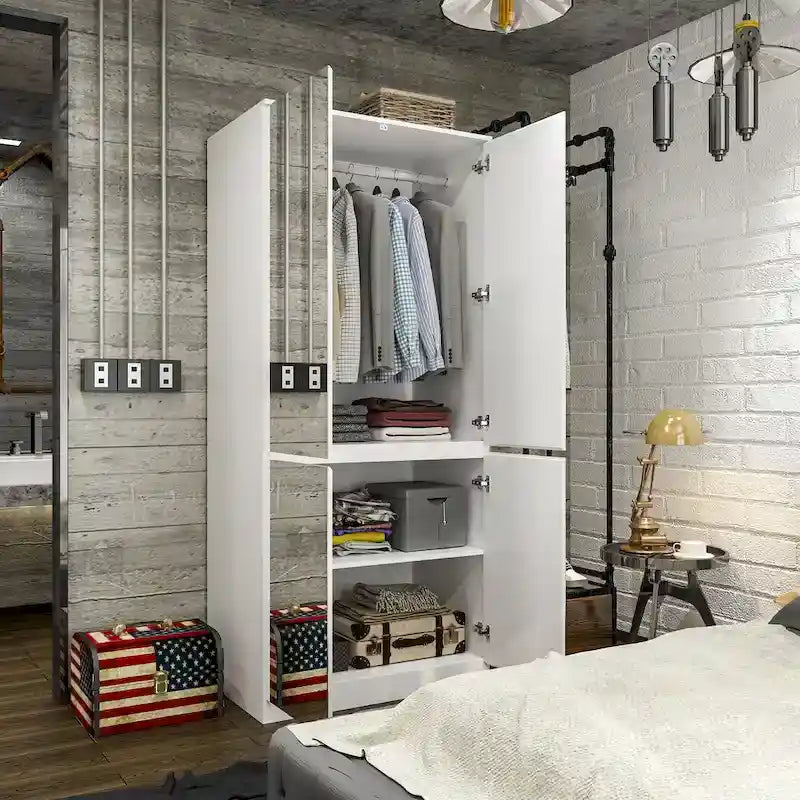 Modular Mirror Wardrobe White Bedroom Cabinet Storage Cabinet Armoire