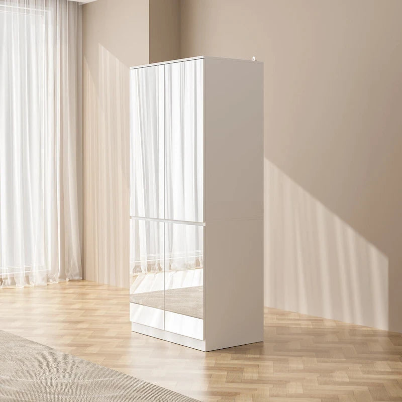 Modular Mirror Wardrobe White Bedroom Cabinet Storage Cabinet Armoire