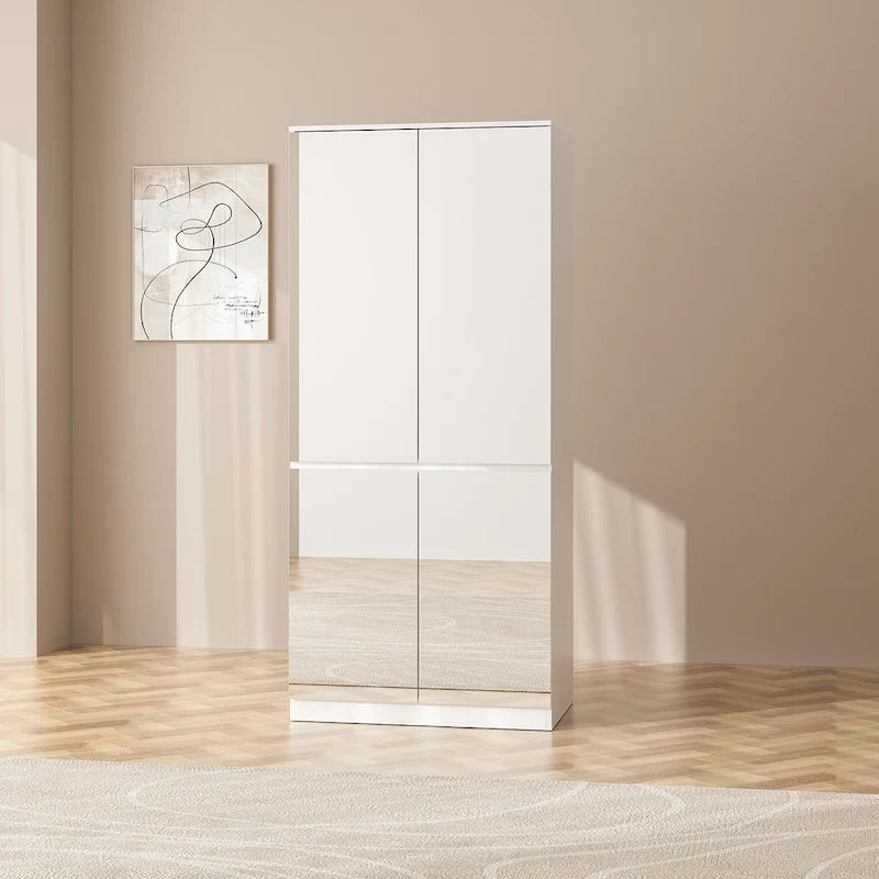 Modular Mirror Wardrobe White Bedroom Cabinet Storage Cabinet Armoire