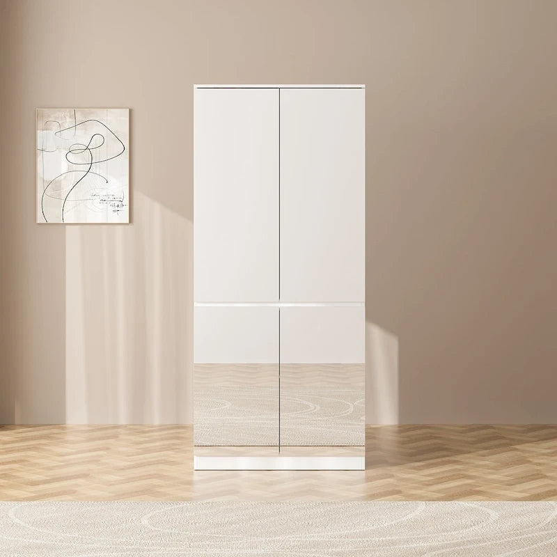 Modular Mirror Wardrobe White Bedroom Cabinet Storage Cabinet Armoire