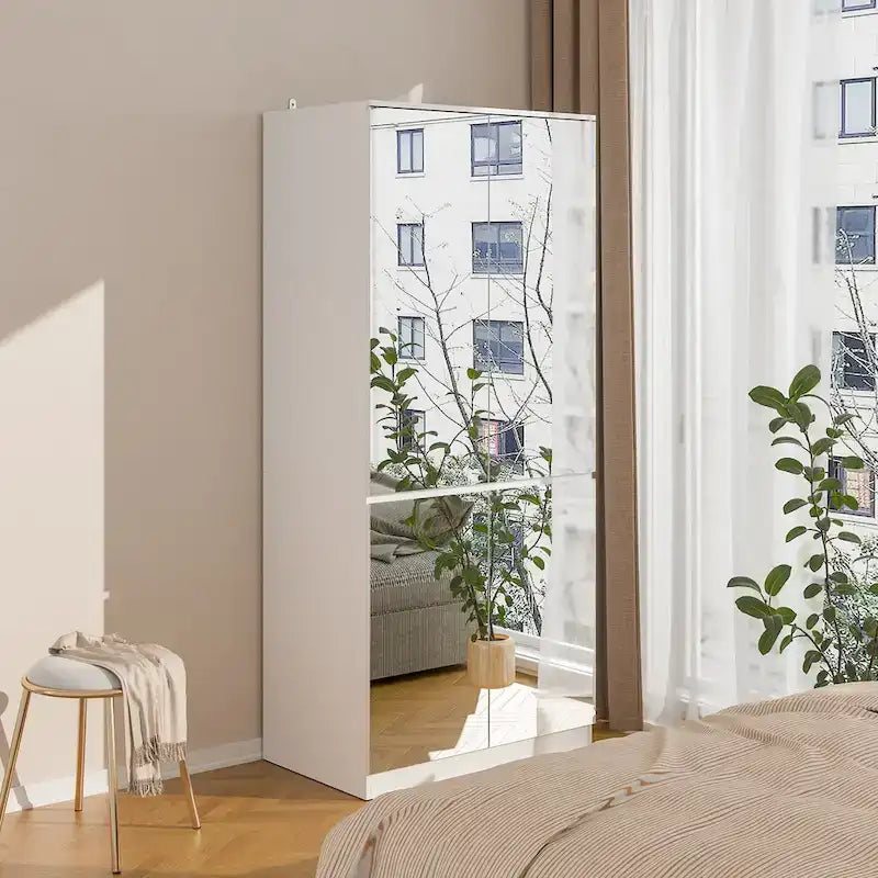 Modular Mirror Wardrobe White Bedroom Cabinet Storage Cabinet Armoire