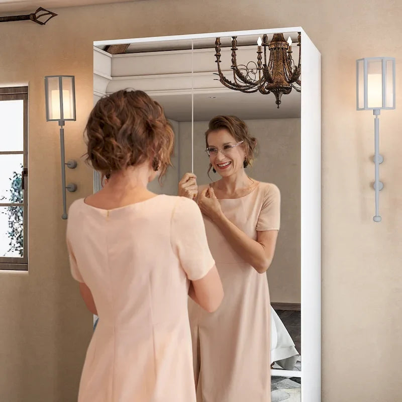 Modular Mirror Wardrobe White Bedroom Cabinet Storage Cabinet Armoire