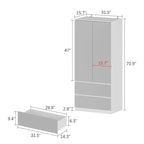 Modular Mirror Wardrobe White Bedroom Cabinet Storage Cabinet Armoire