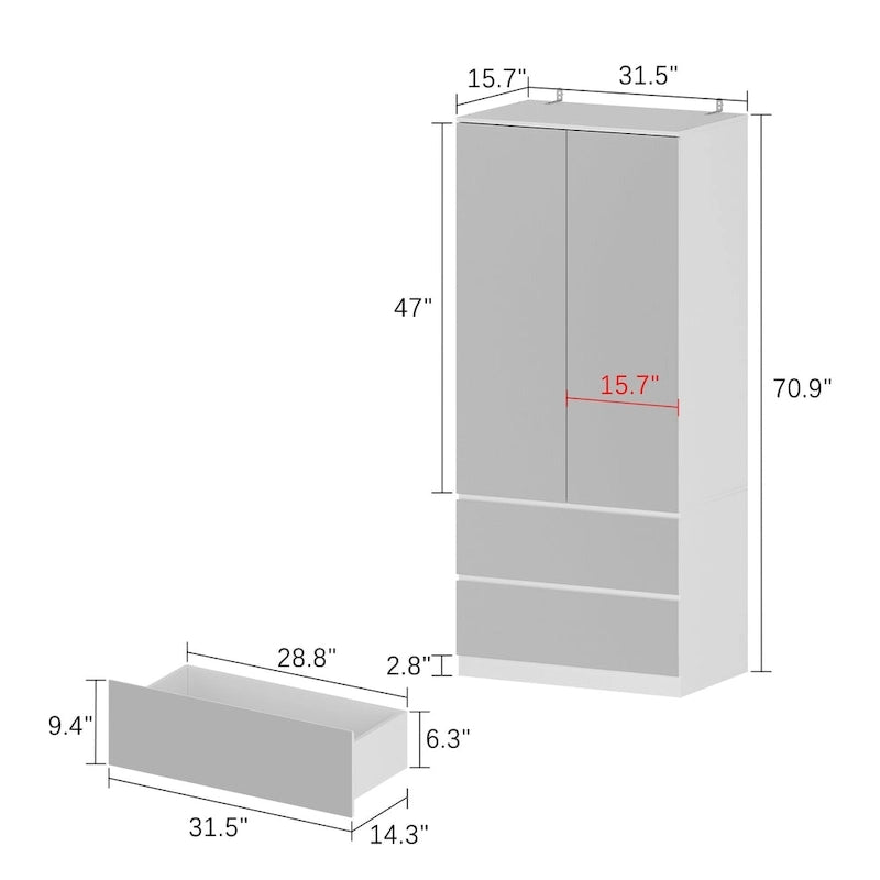Modular Mirror Wardrobe White Bedroom Cabinet Storage Cabinet Armoire