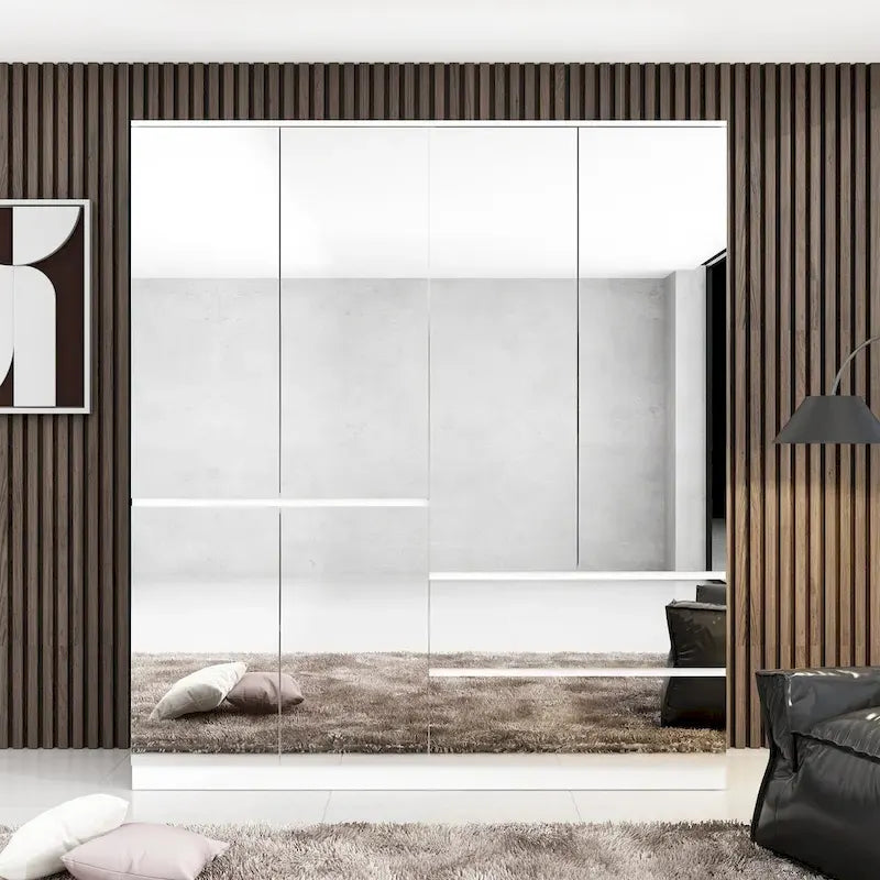 Modular Mirror Wardrobe White Bedroom Cabinet Storage Cabinet Armoire