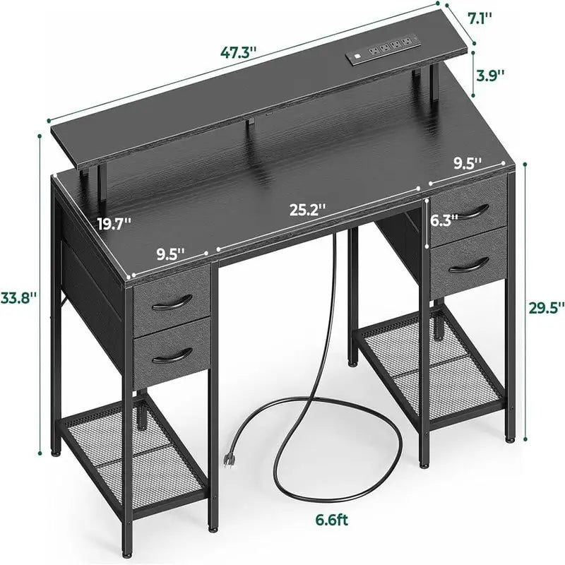 47 inch Computer Desk with 4 Drawers