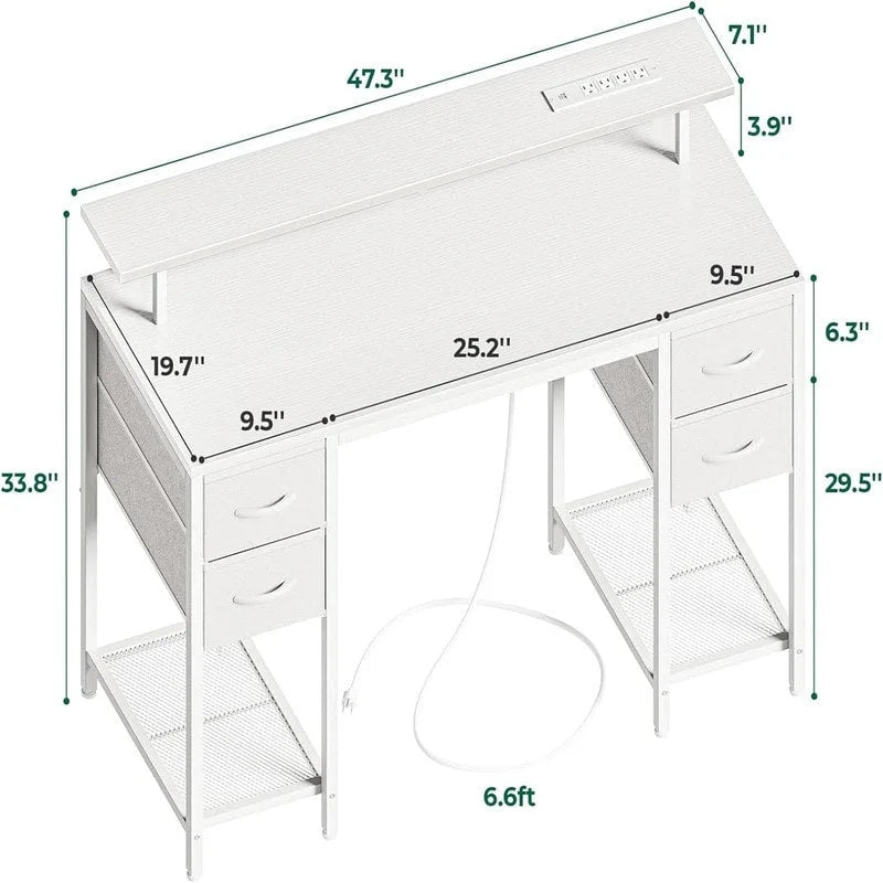 47 inch Computer Desk with 4 Drawers