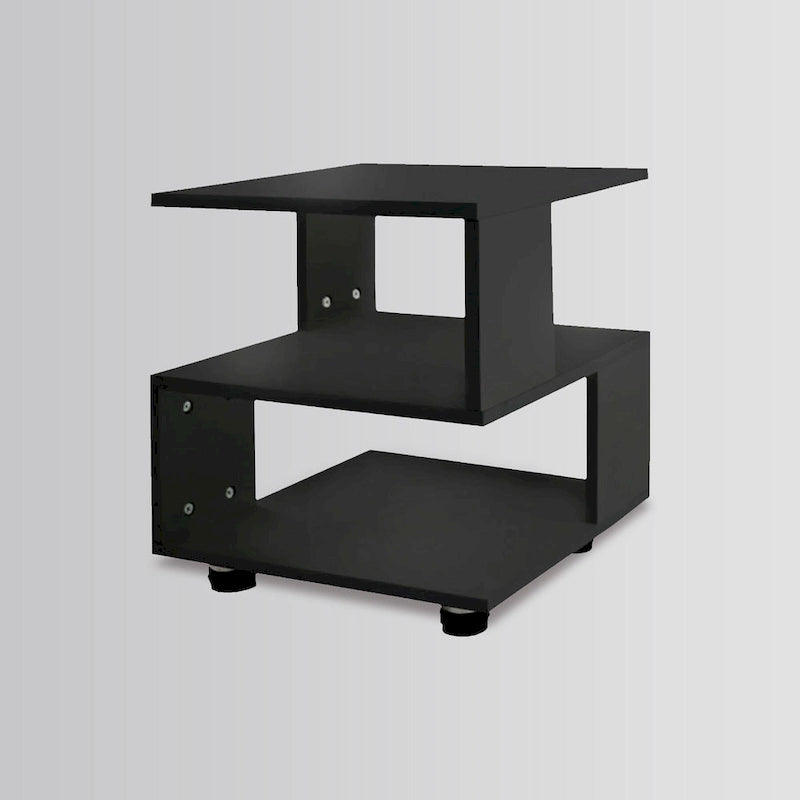Modern 2-Tier Magic Cube Nightstands with Hollow Rectangle Design  Contemporary Bedroom Storage Table