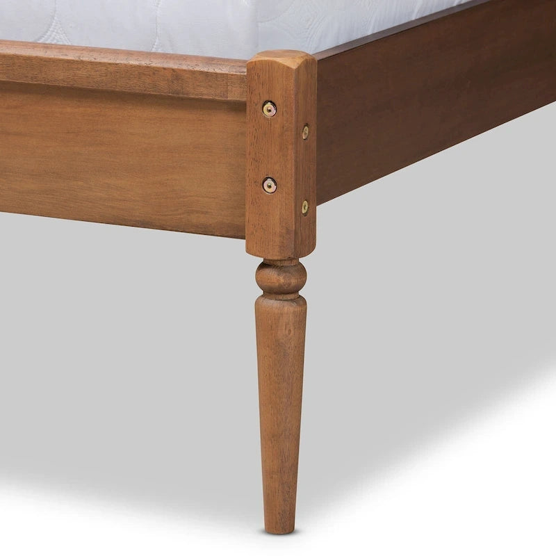 Kassidy Classic and Traditional Wood Platform Bed-Walnut Brown