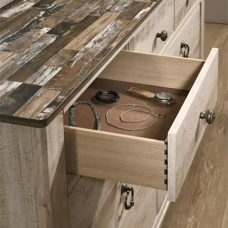 Roundhill Furniture Imerland Contemporary White Wash Finish 5-Piece Bedroom Set, King