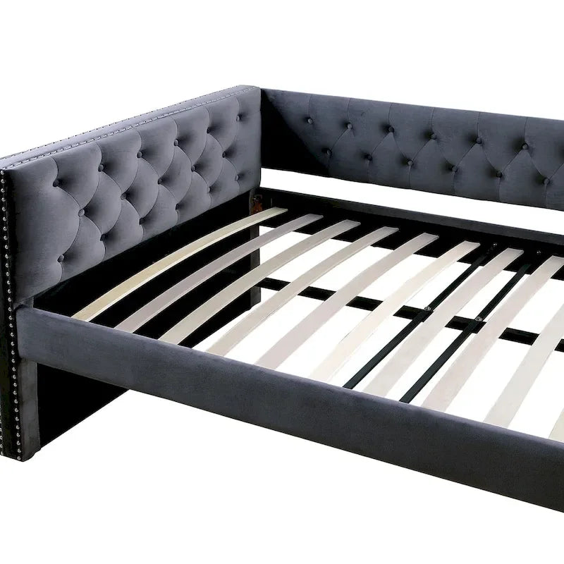 Gracewood Hollow Mokatsi Glam Tufted 2-Piece Daybed with Trundle Set