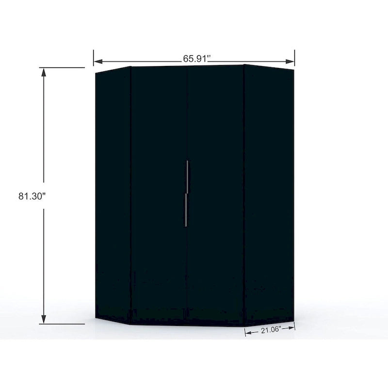 Mulberry 2.0 Modern Corner Wardrobe w/ 2 Hanging Rods