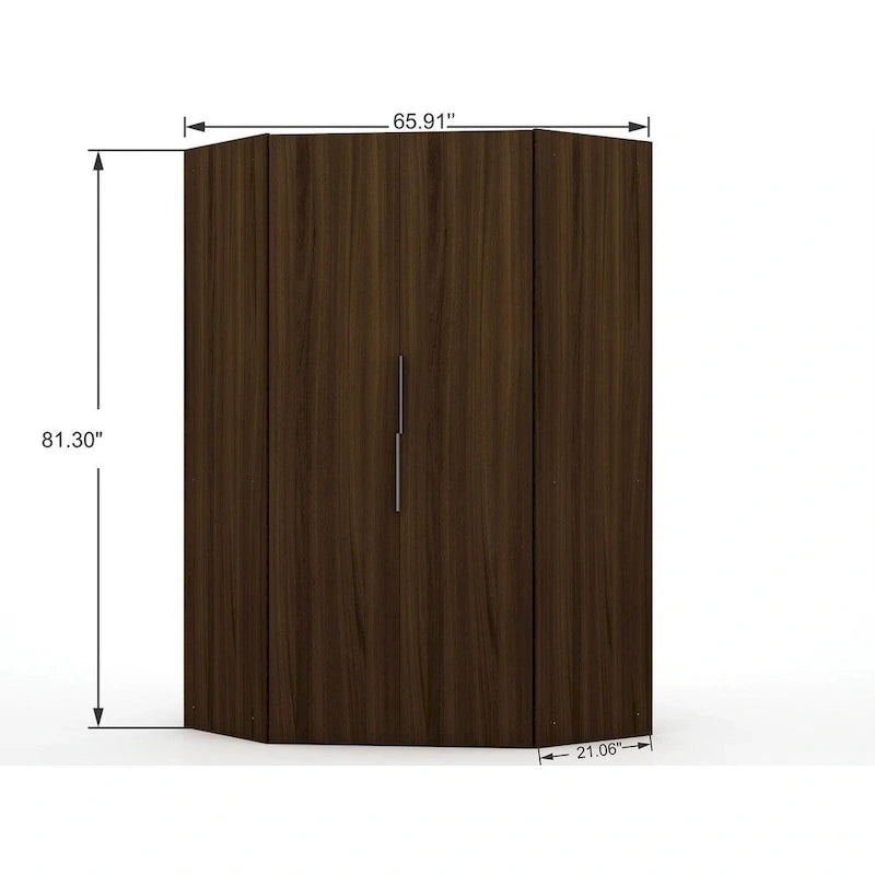 Mulberry 2.0 Modern Corner Wardrobe w/ 2 Hanging Rods