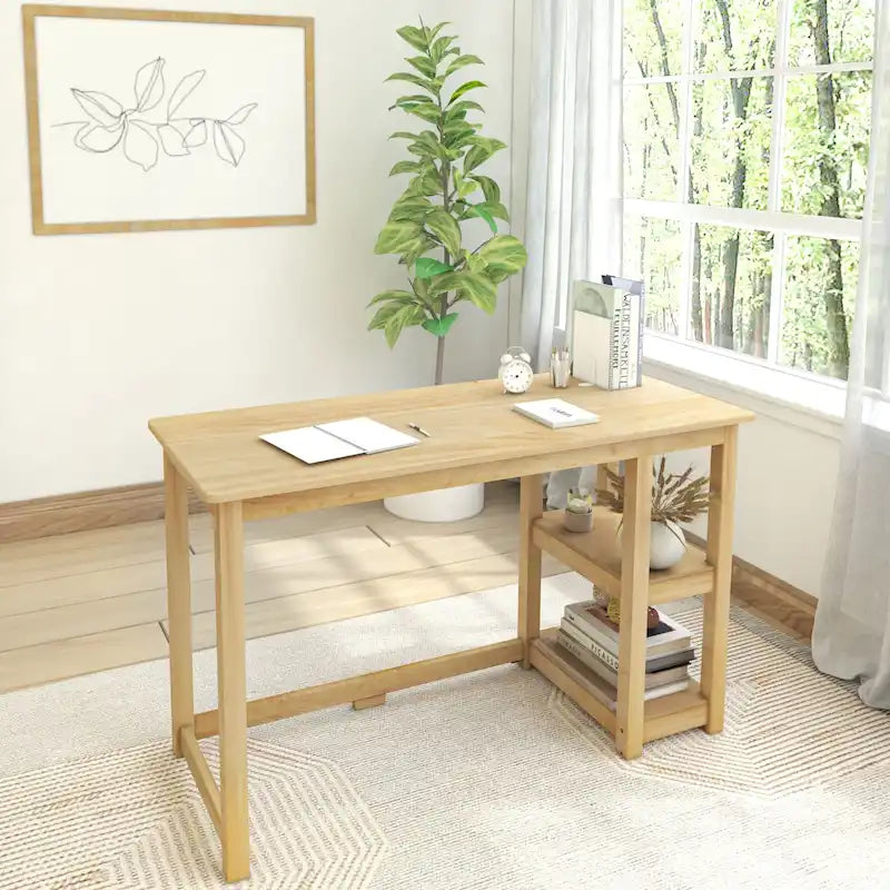 Plank and Beam Desk with Bookshelves