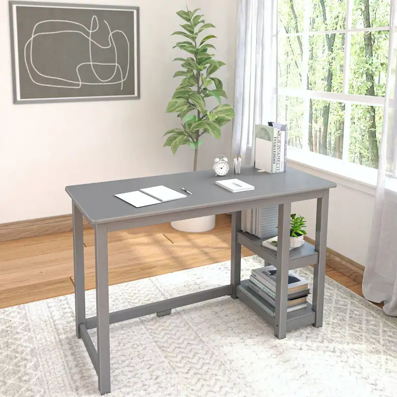 Plank and Beam Desk with Bookshelves