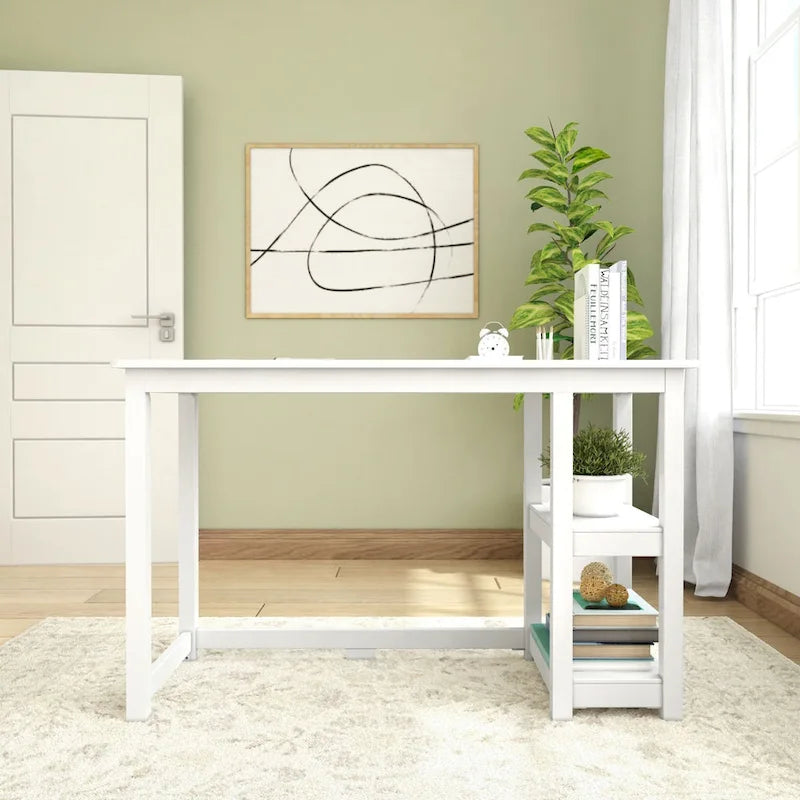 Plank and Beam Desk with Bookshelves