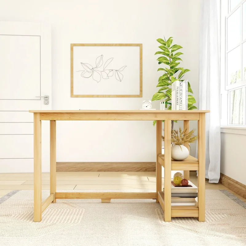 Plank and Beam Desk with Bookshelves