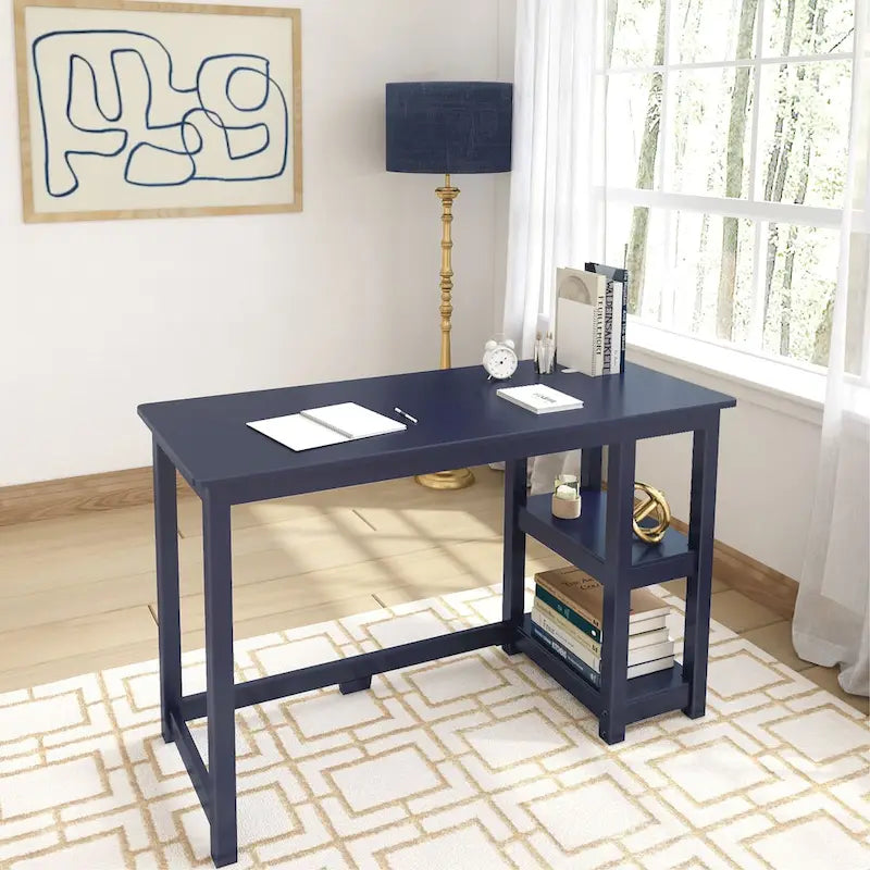 Plank and Beam Desk with Bookshelves