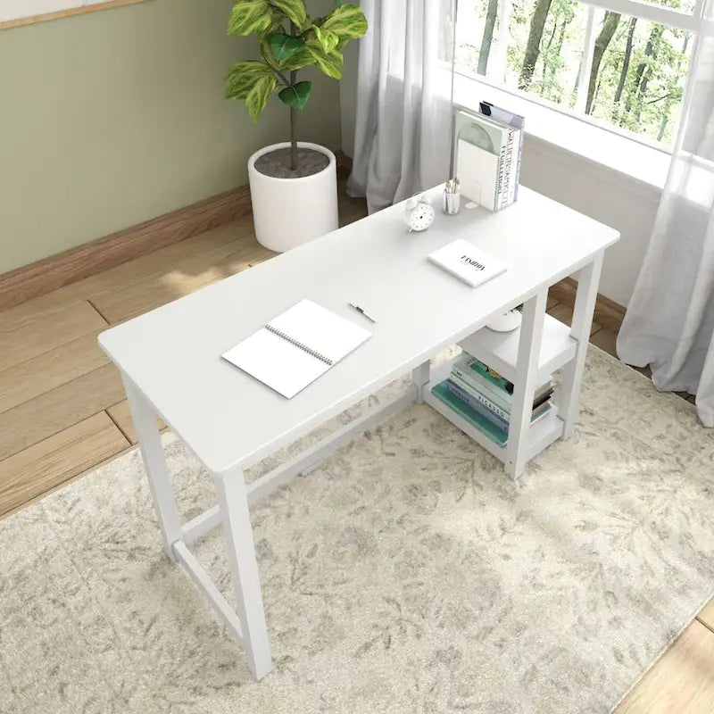Plank and Beam Desk with Bookshelves