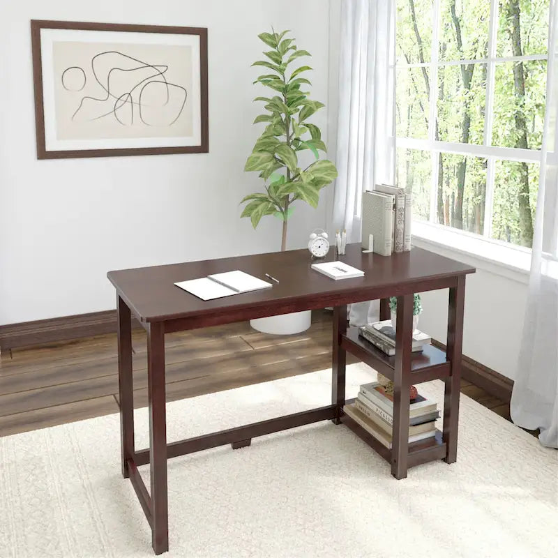 Plank and Beam Desk with Bookshelves