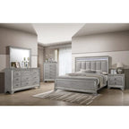 Evonne 6 Piece Gray LED Upholstered Panel Bedroom Set