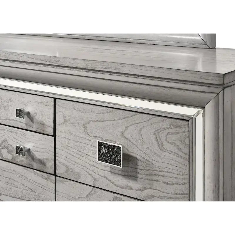 Evonne 6 Piece Gray LED Upholstered Panel Bedroom Set