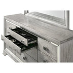 Evonne 6 Piece Gray LED Upholstered Panel Bedroom Set