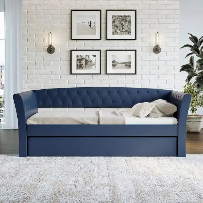 St. Ives Faux Leather Upholstered Day Bed with Trundle