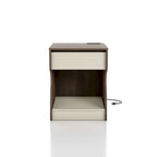 DH BASIC Modern Chestnut Brown 1-Drawer Nightstand with Charging Station and Hidden Storage by Denhour