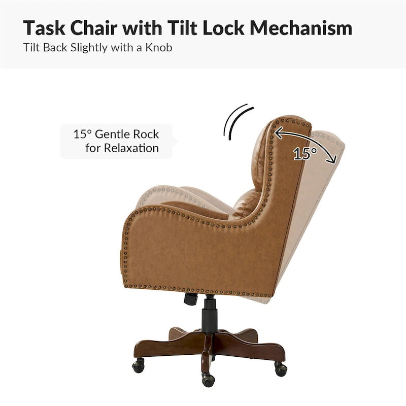 Pete Faux Leather Adjustable Height Swivel Executive Chair with Tilt Mechanism by HULALA HOME