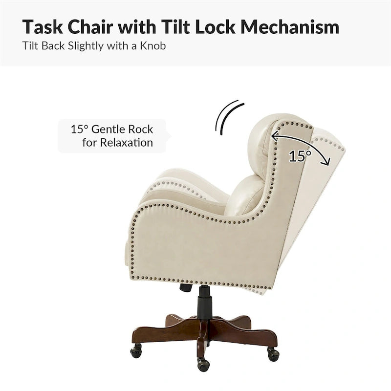 Pete Faux Leather Adjustable Height Swivel Executive Chair with Tilt Mechanism by HULALA HOME