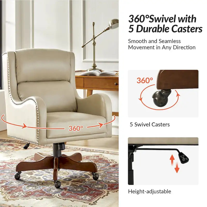 Pete Faux Leather Adjustable Height Swivel Executive Chair with Tilt Mechanism by HULALA HOME